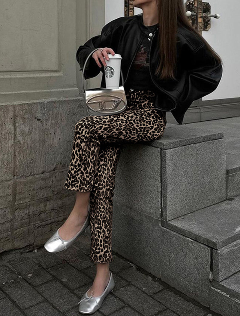 Leopard Print Pencil Pants