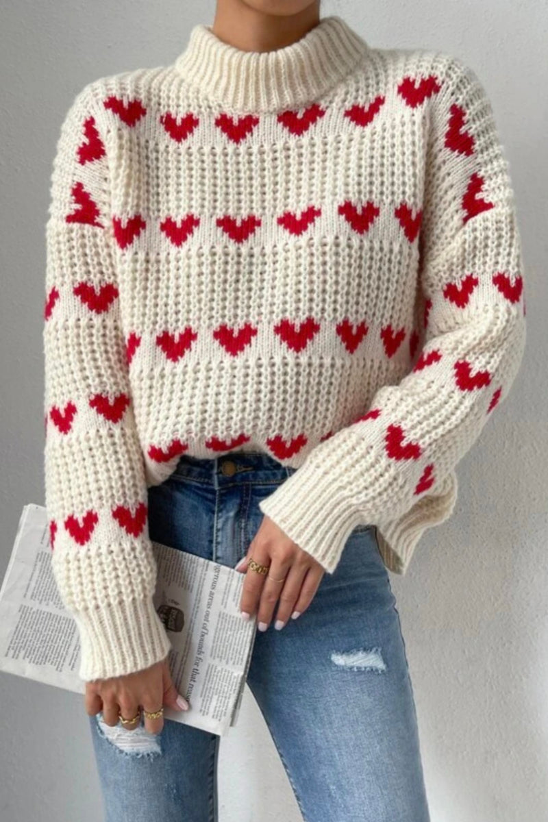 Knit Heart Pattern Sweater