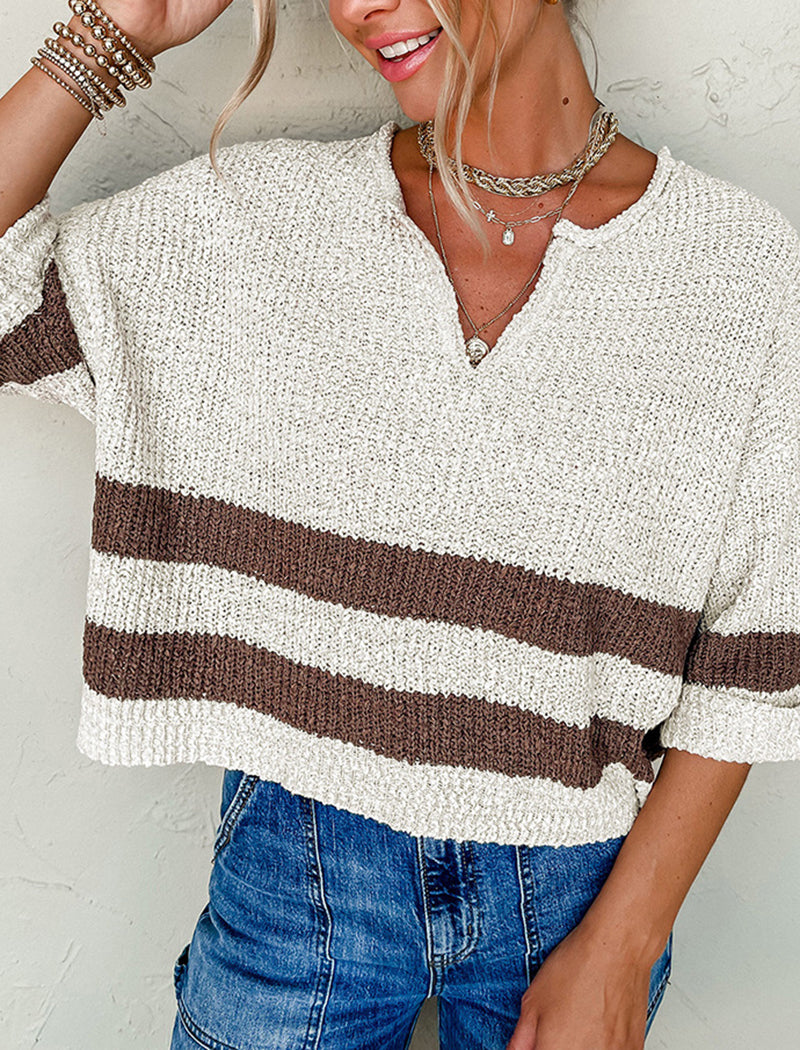 Striped Knit Short Sleeve Top