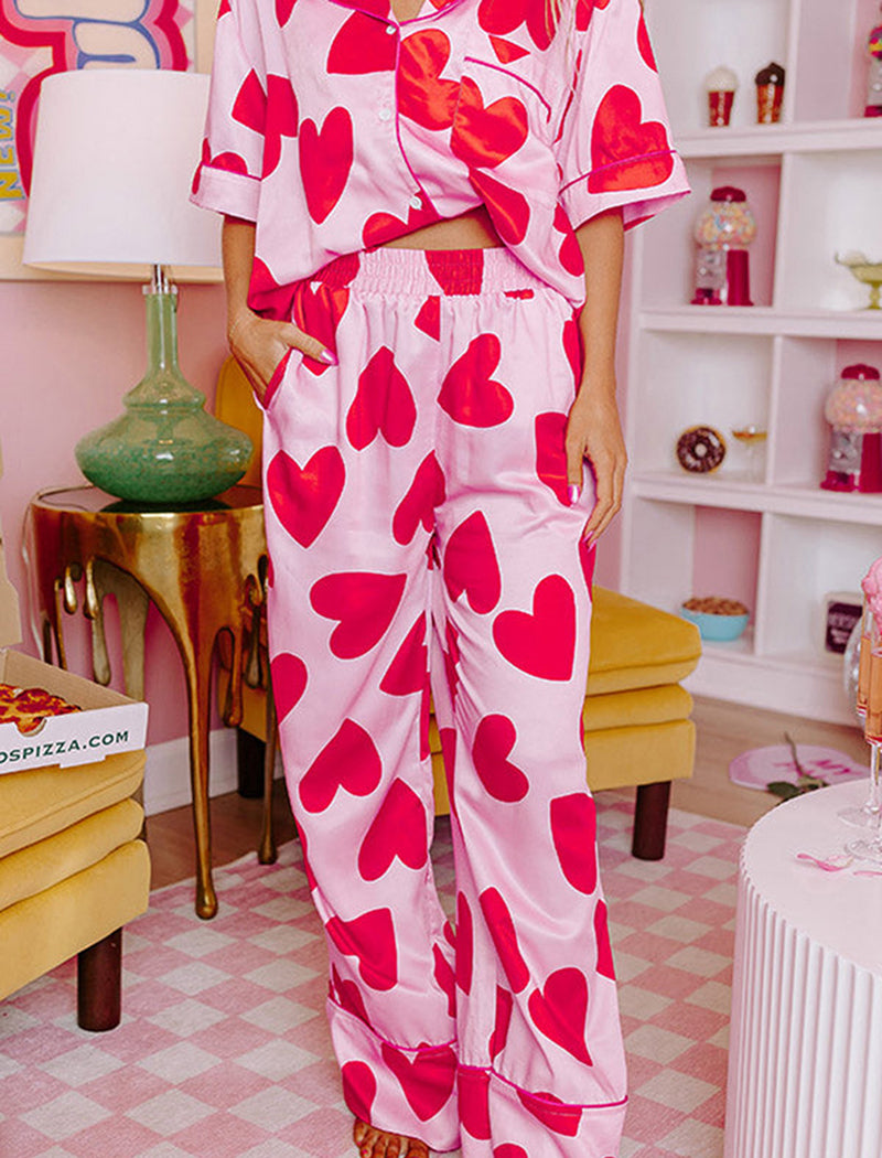 Heart Print Pajama Set