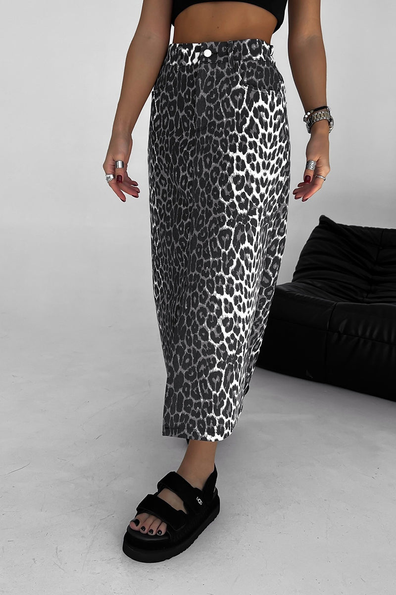 Leopard Print Midi Skirt