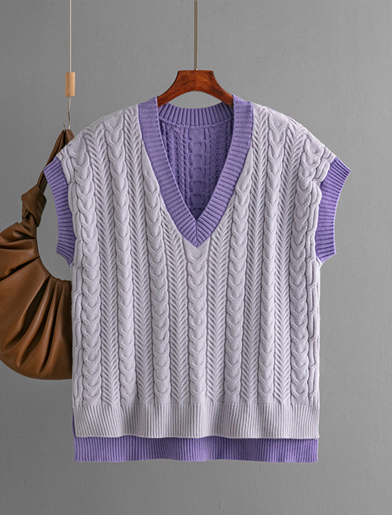 V-Neck Colorblock Knit Sweater Vest