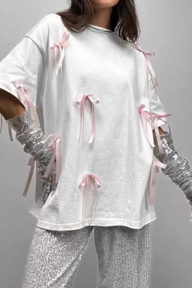 Bow Accent Oversized T-Shirt
