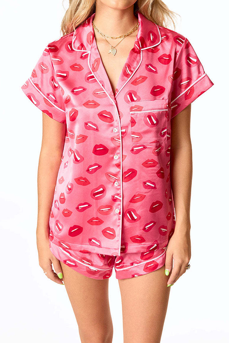 Print Satin Pajama Set