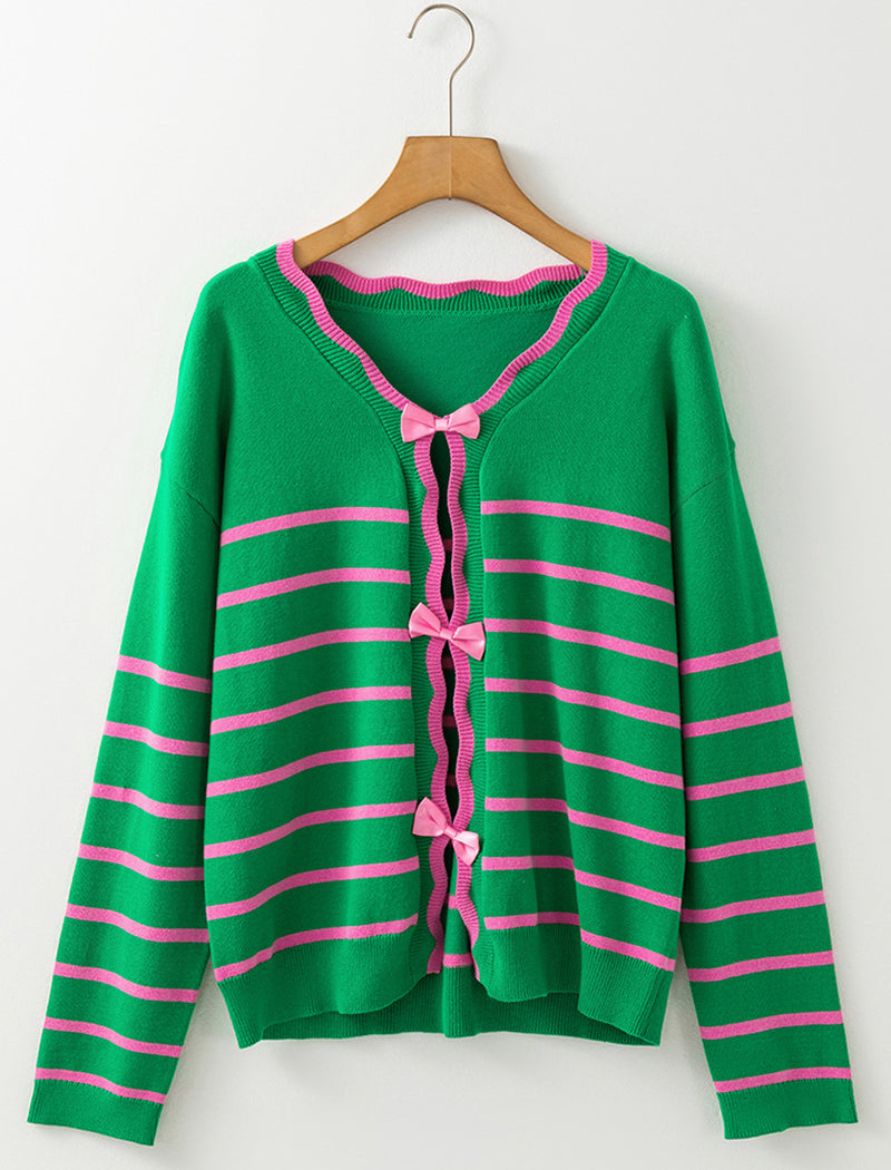 Striped Bow Knit Sweater