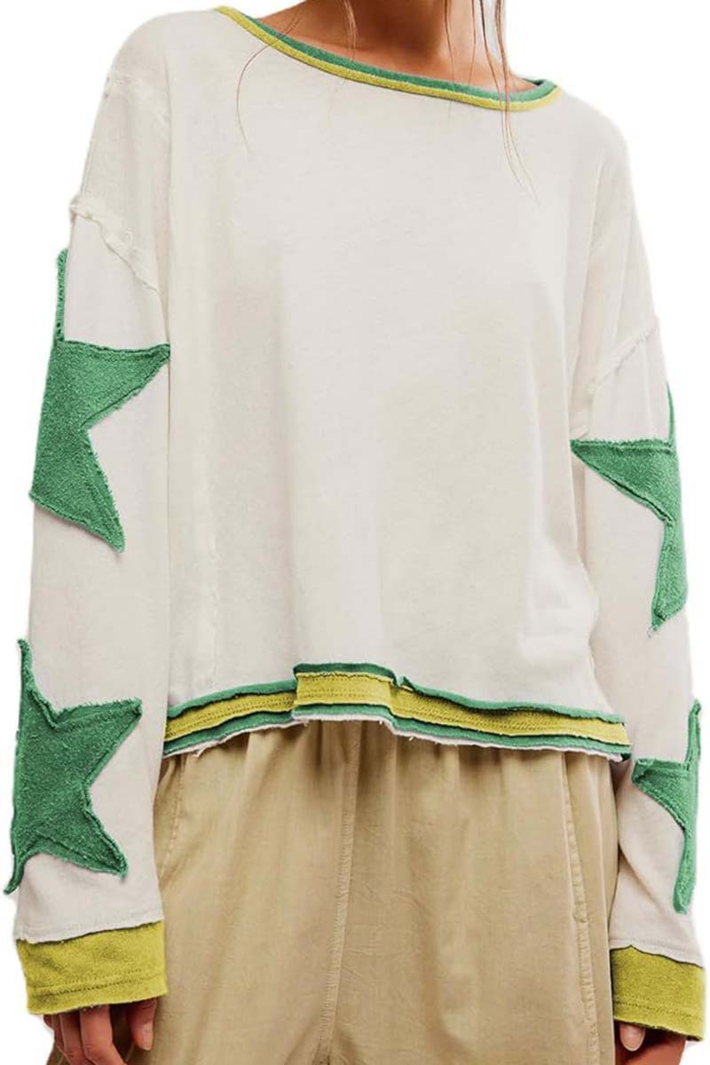 Star Sleeve Oversized Casual Top