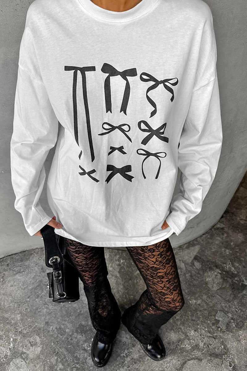 Graphic Bow Long Sleeve Top