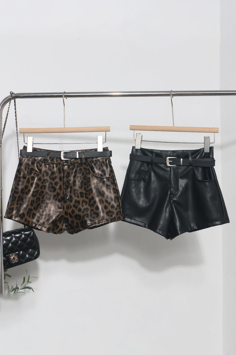 Belted Faux Leather Shorts