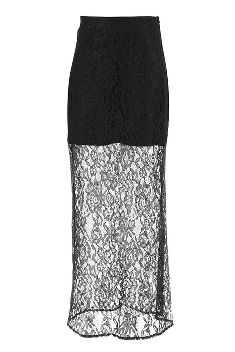 Lace Overlay Maxi Skirt