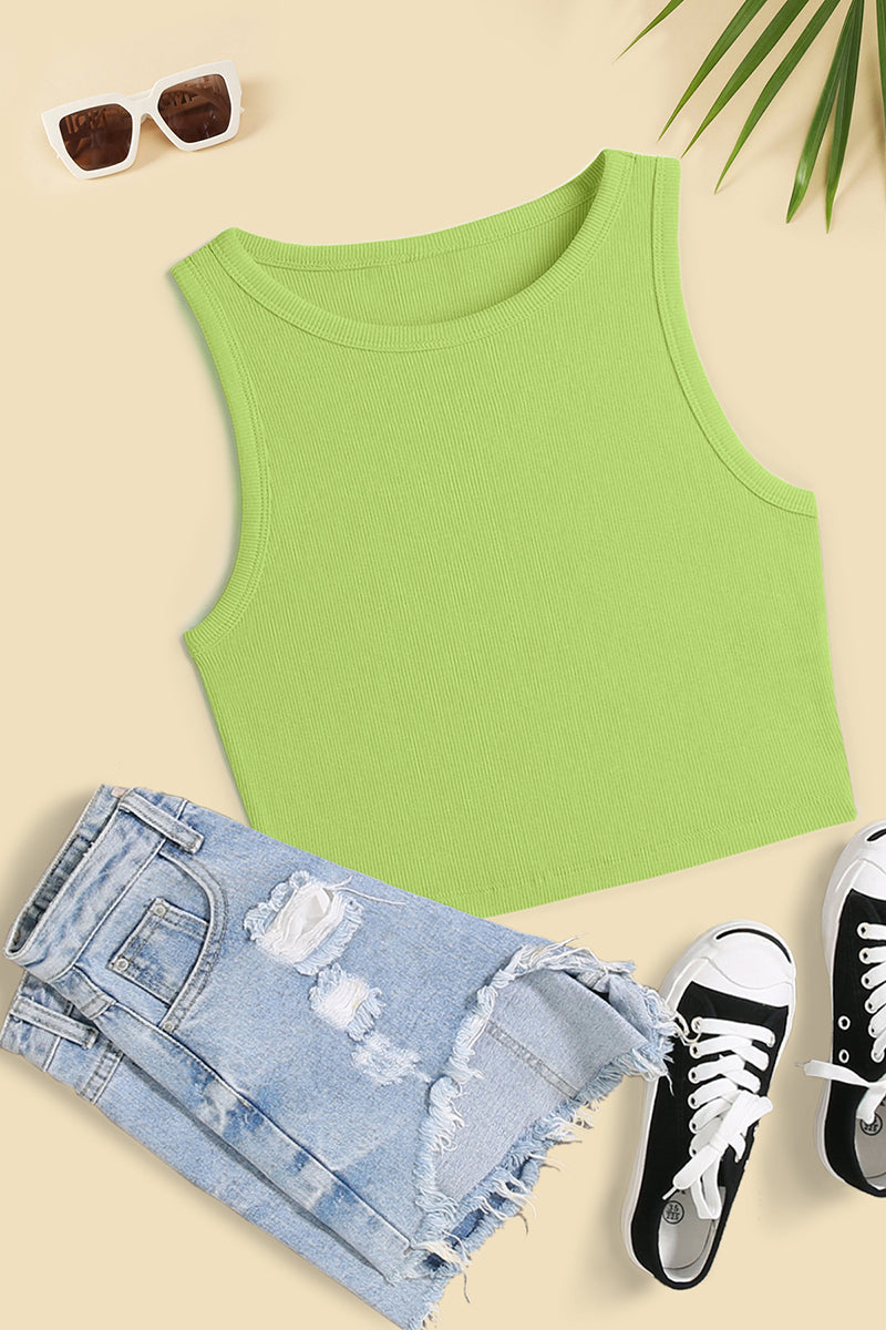 Slim Fit Sleeveless Ribbed Tank Top