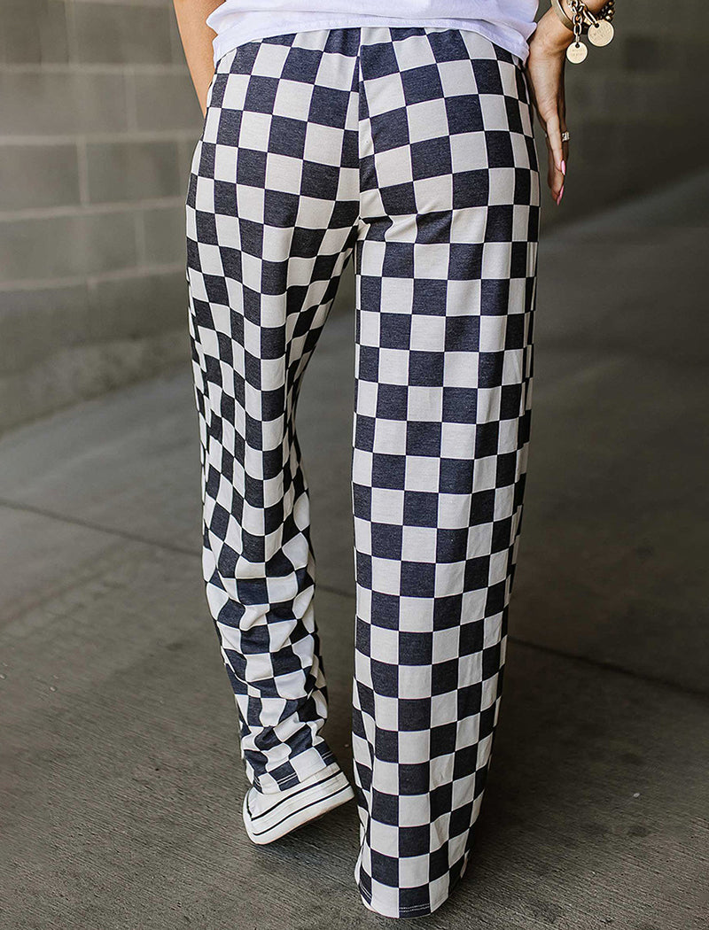 Checkered Print Casual Pants