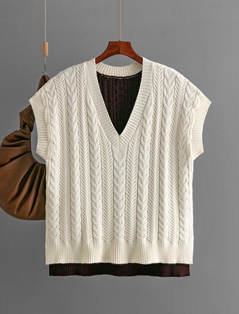 V-Neck Colorblock Knit Sweater Vest