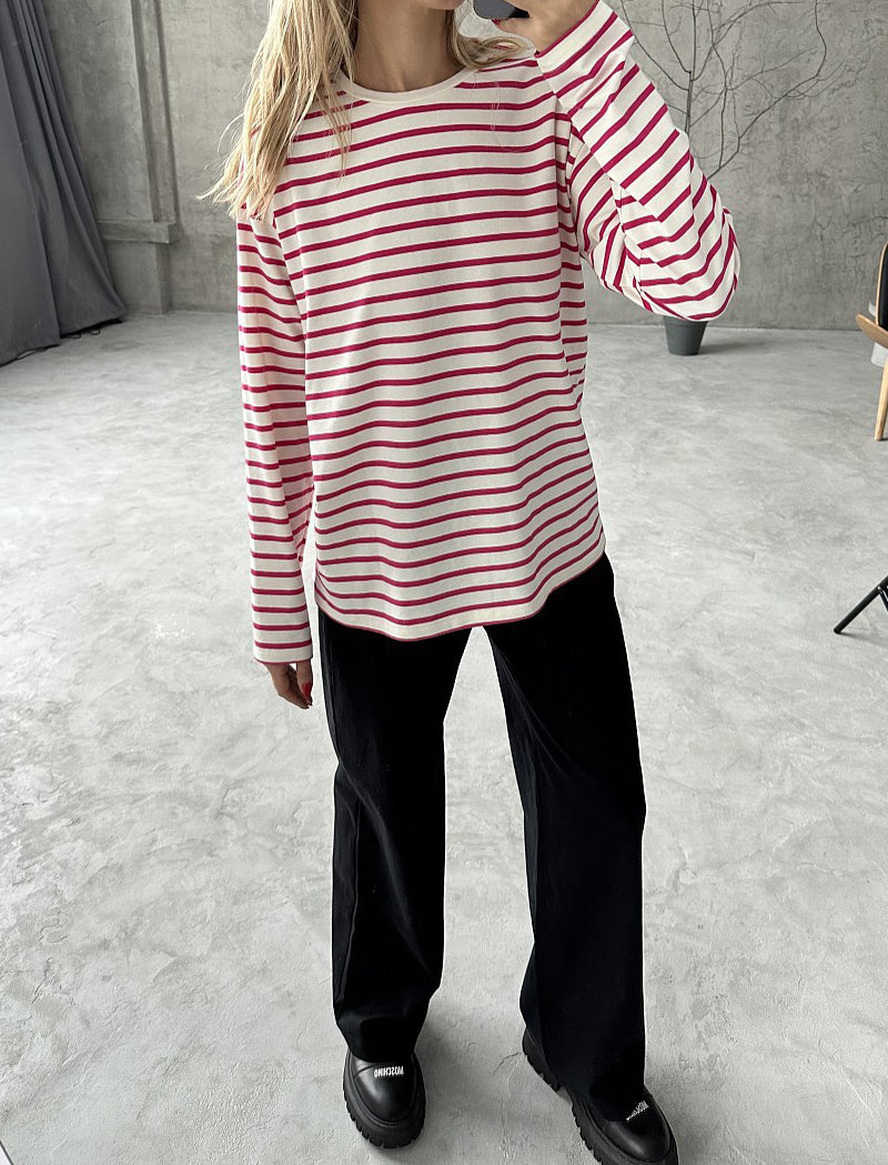 Striped Crewneck Long Sleeve T-Shirt