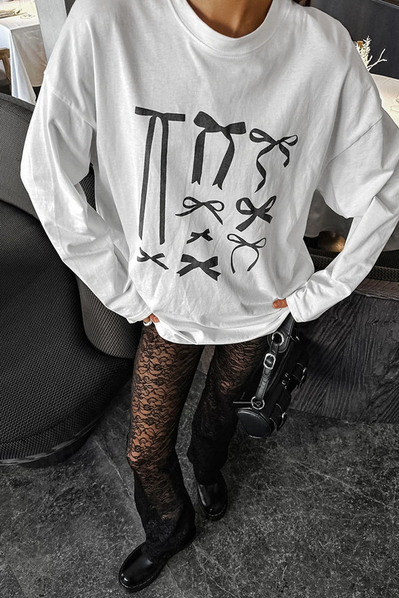 Graphic Bow Long Sleeve Top