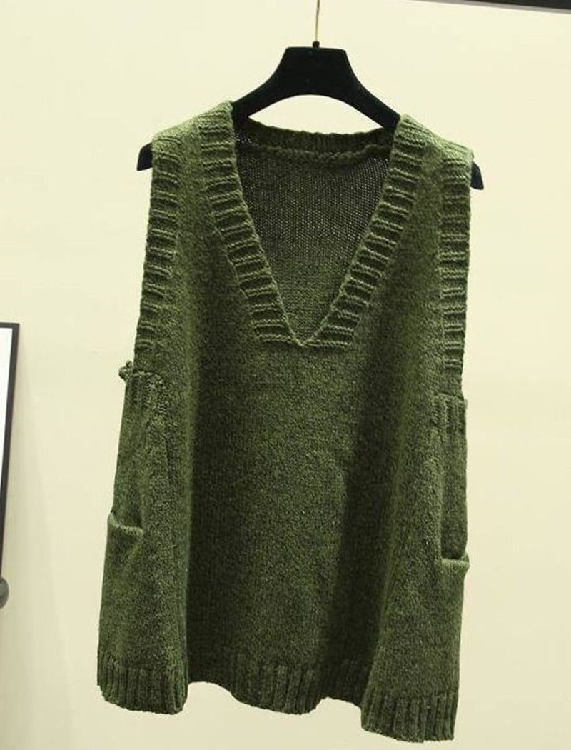 A-Line V-Neck Sleeveless Knit Vest