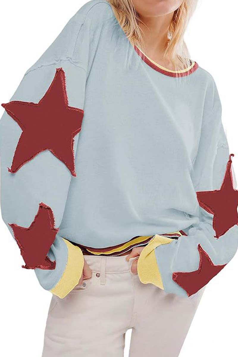 Star Sleeve Oversized Casual Top