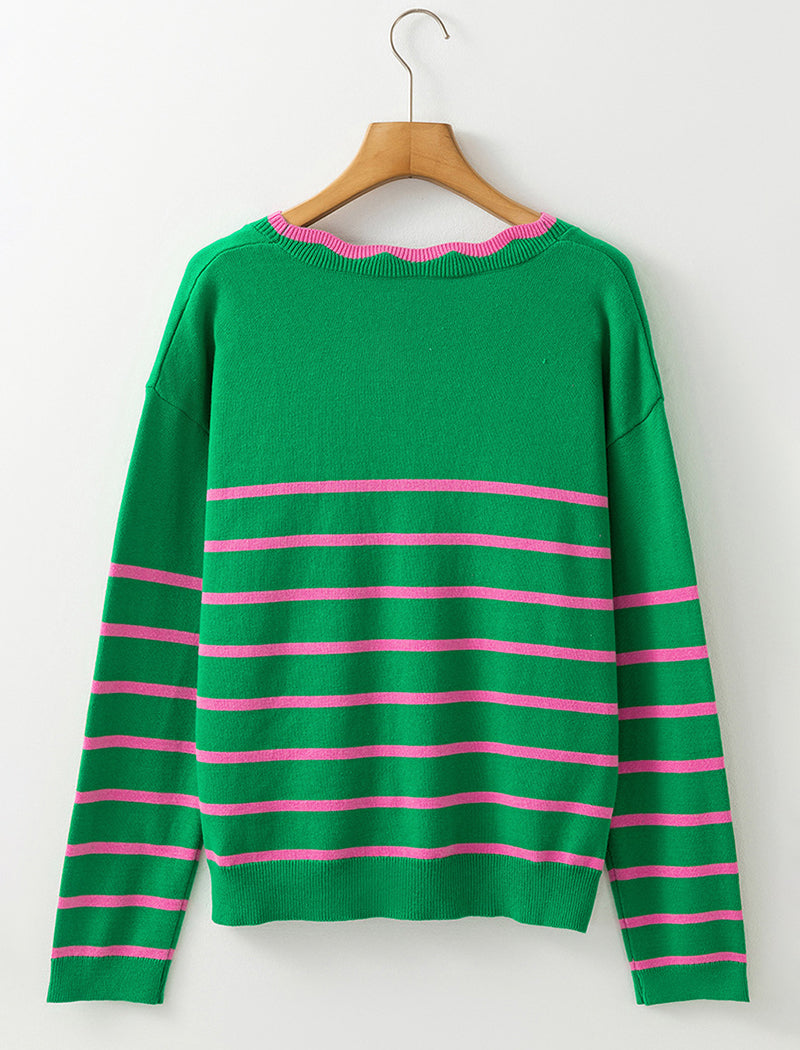 Striped Bow Knit Sweater