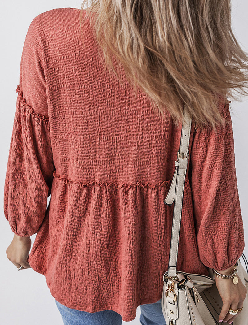 V-Neck Ruffle Blouse