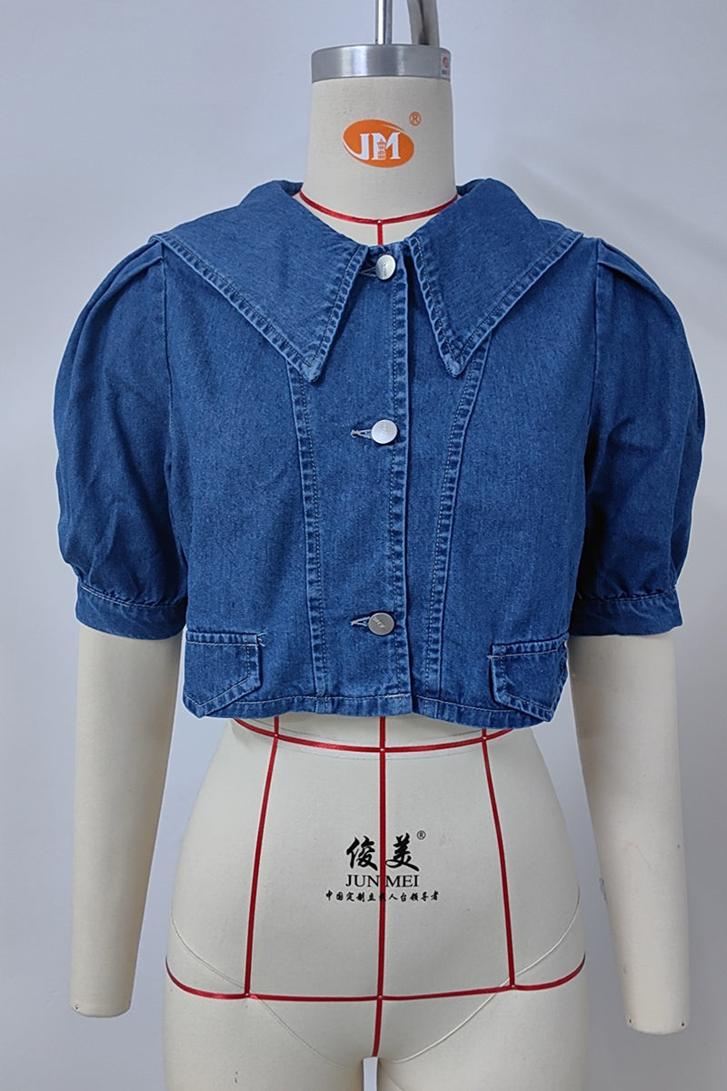 Puff Sleeve Denim Jacket