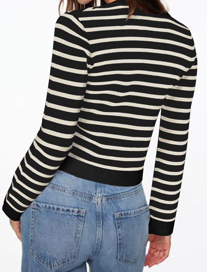 Striped Buttoned  Cardigan