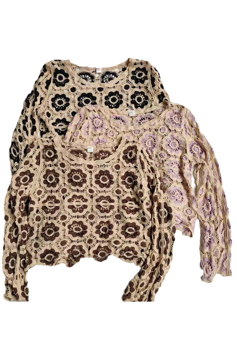 Floral Lace Knit Cover-Up Top