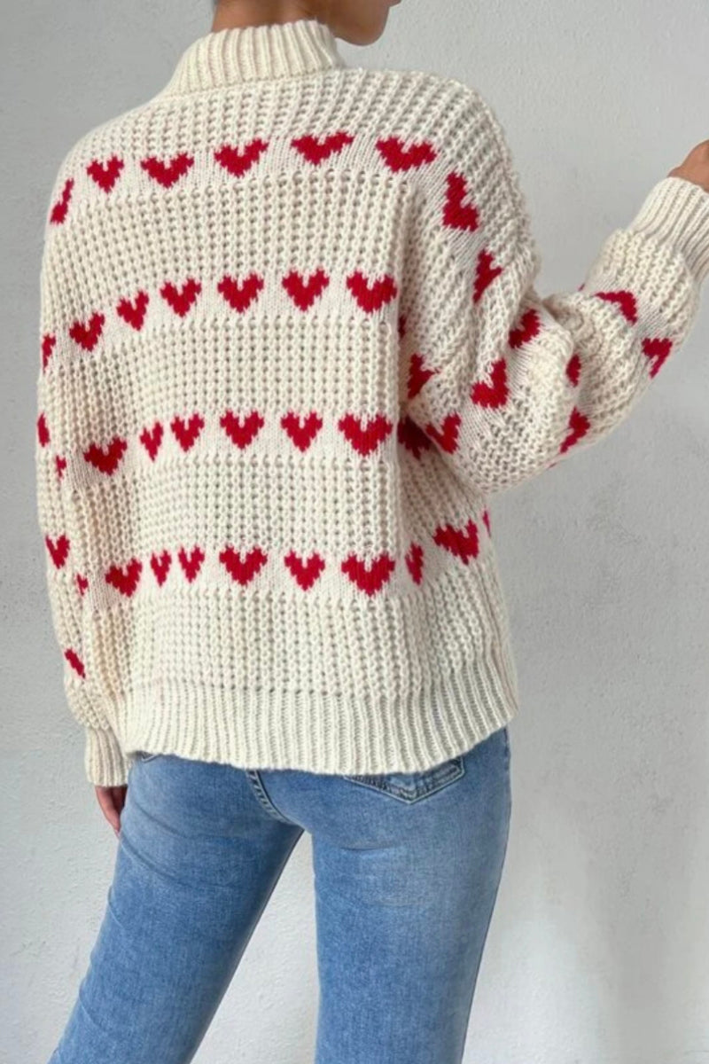 Knit Heart Pattern Sweater