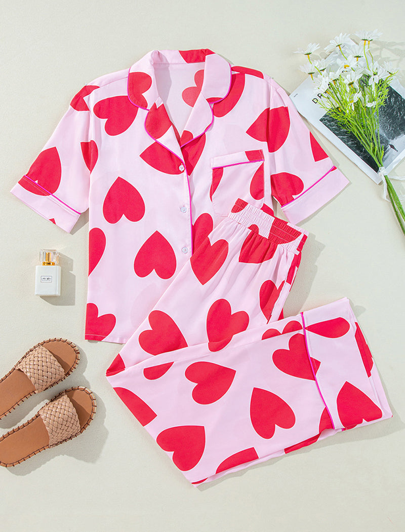 Heart Print Pajama Set