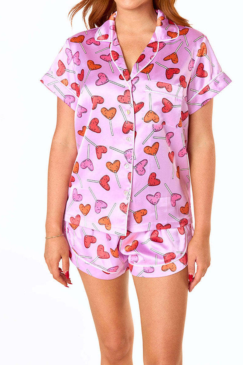 Print Satin Pajama Set