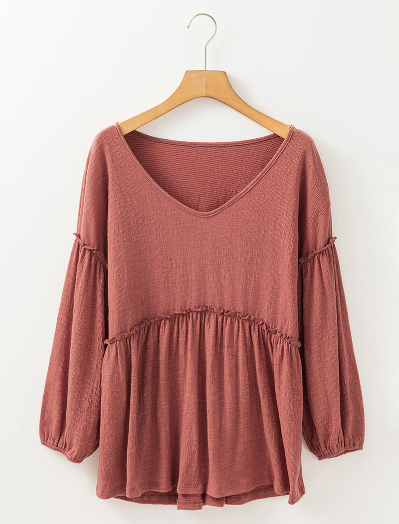 V-Neck Ruffle Blouse