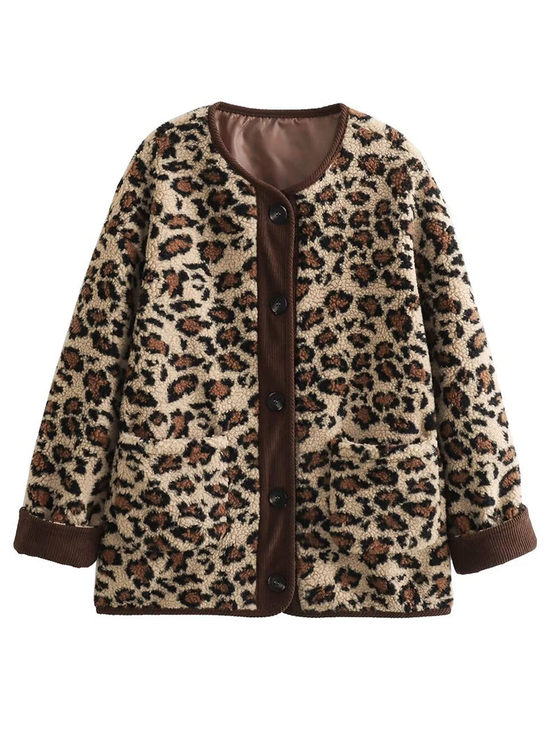 Leopard Print Long Sleeve Jacket