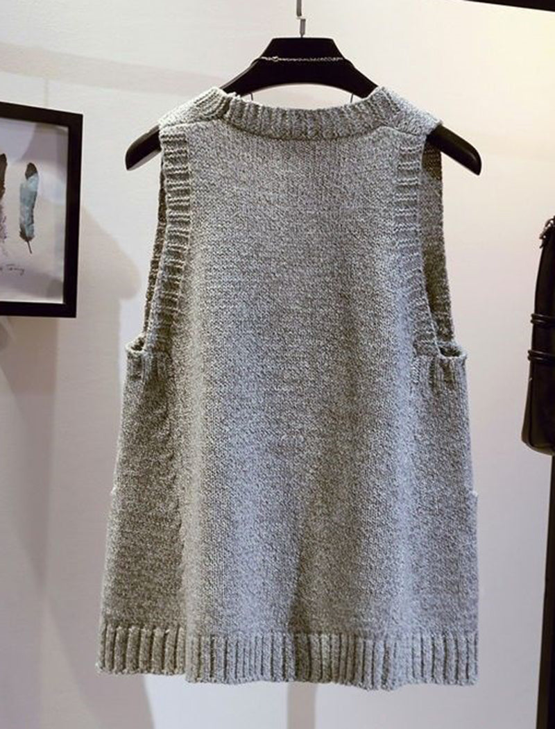 A-Line V-Neck Sleeveless Knit Vest