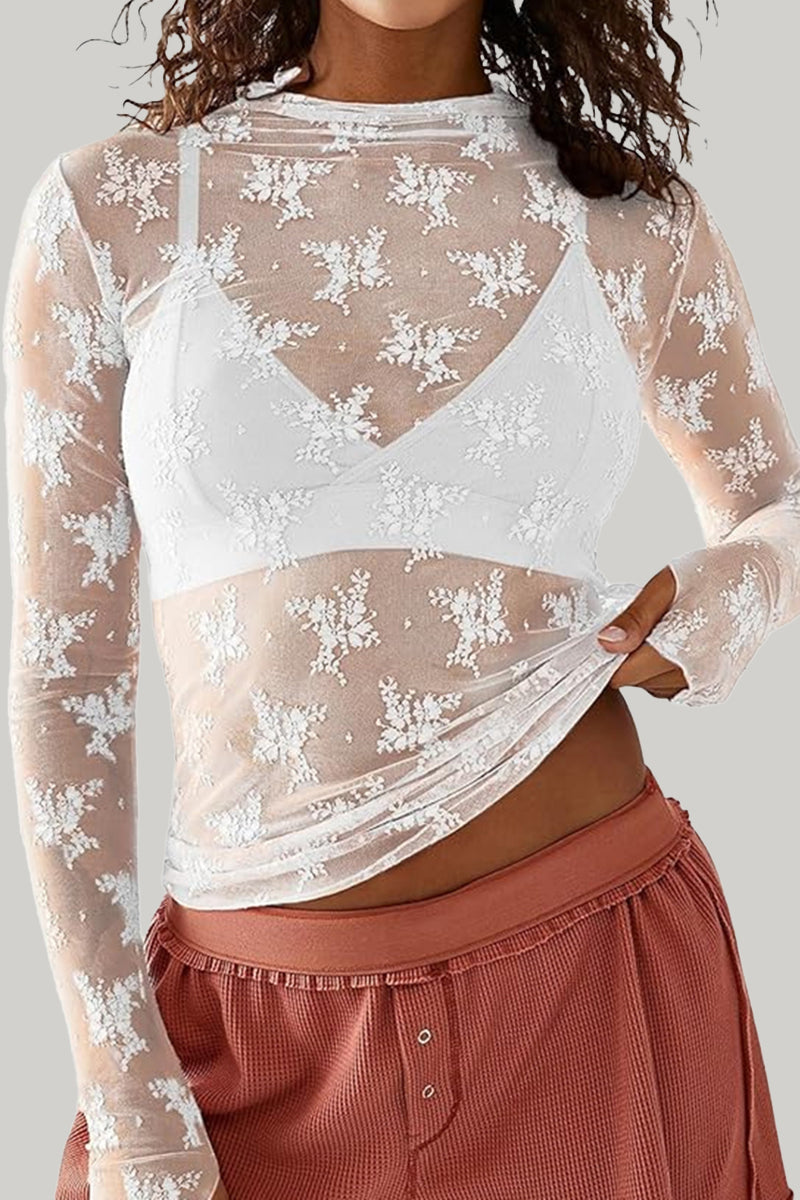 Sheer Floral Mesh Top