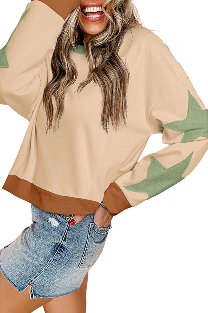 Star Sleeve Cropped Casual Top