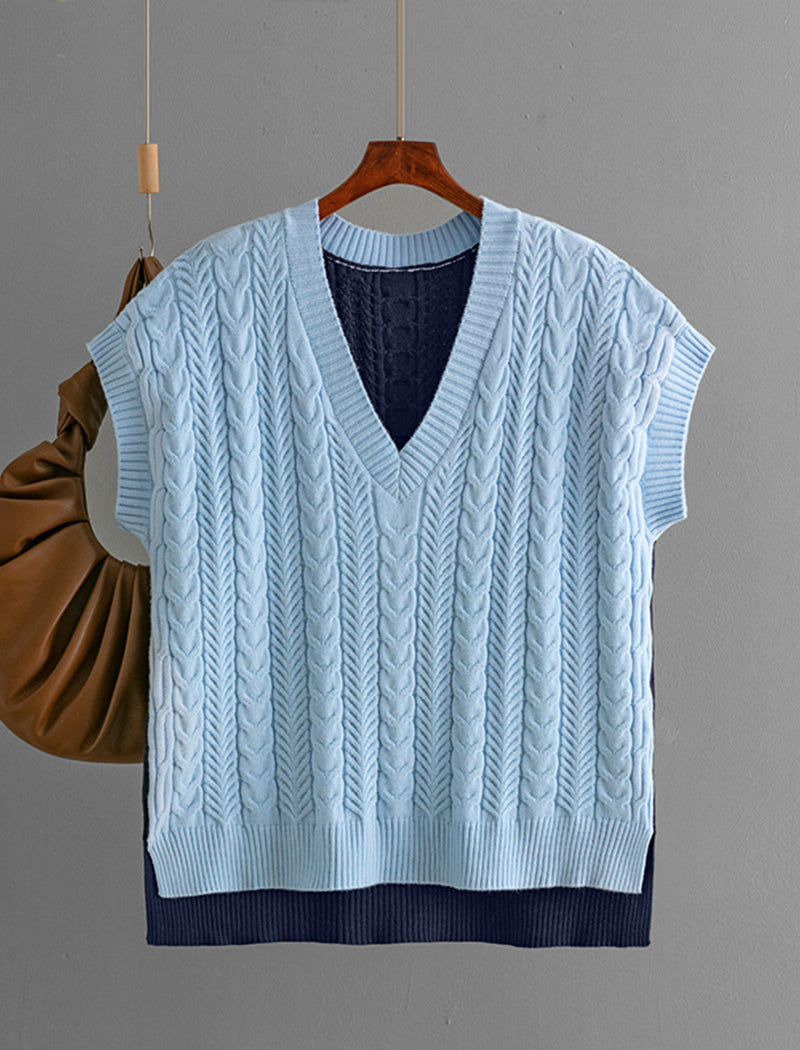 V-Neck Colorblock Knit Sweater Vest