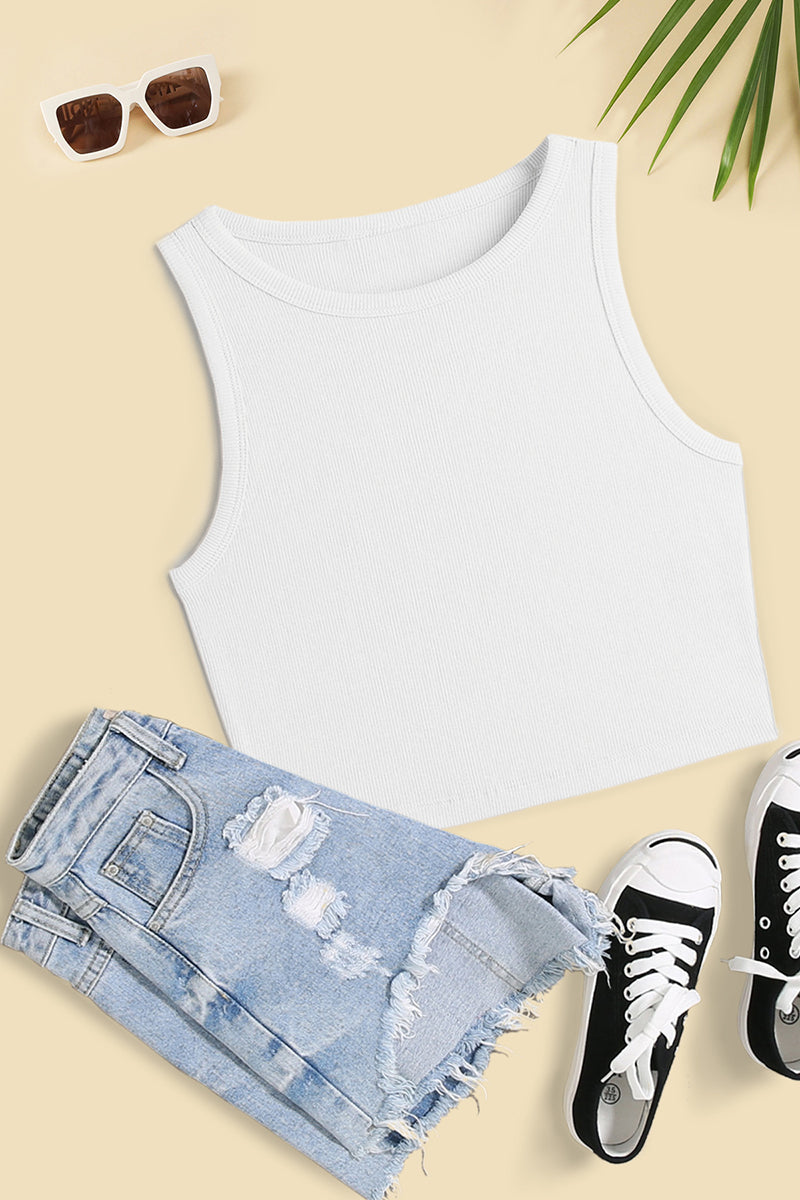 Slim Fit Sleeveless Ribbed Tank Top