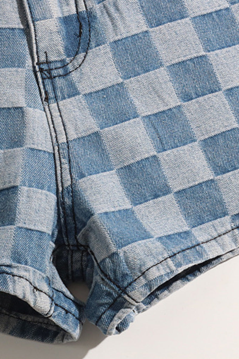 Checkered High-Waist Shorts