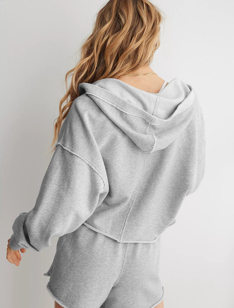 V-Neck Long Sleeve Hoodie