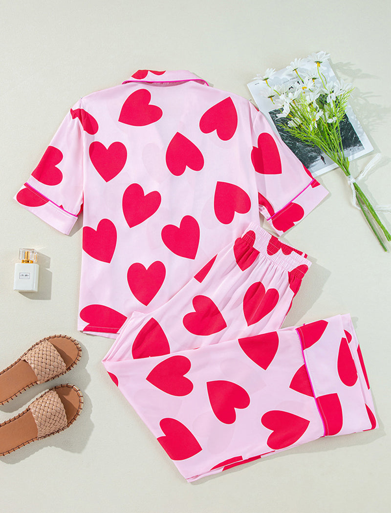 Heart Print Pajama Set