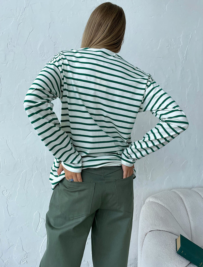 Striped Crewneck Long Sleeve T-Shirt