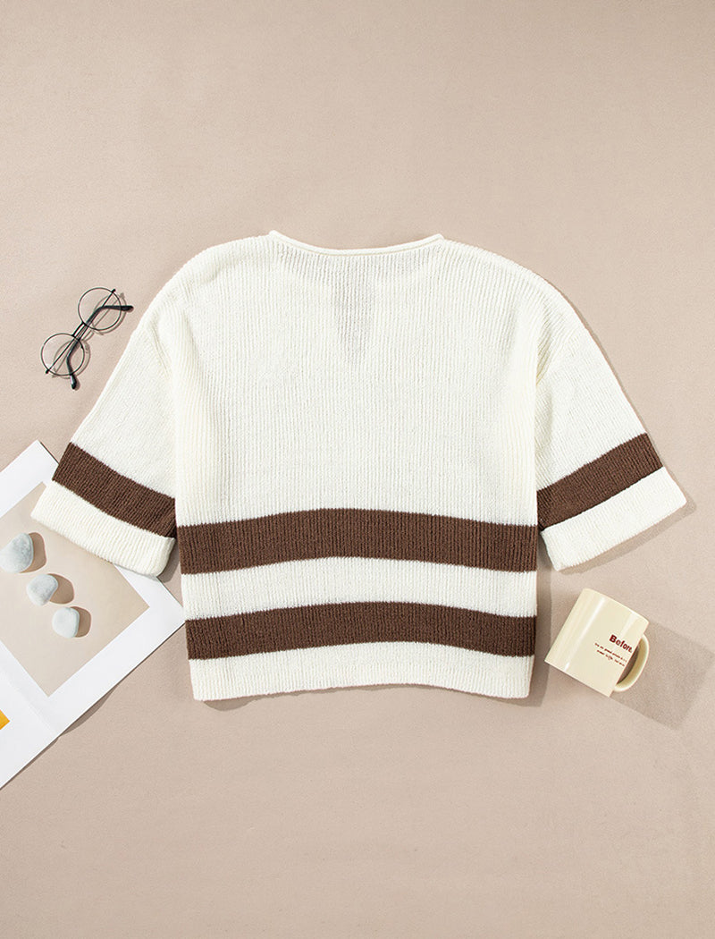 Striped Knit Short Sleeve Top