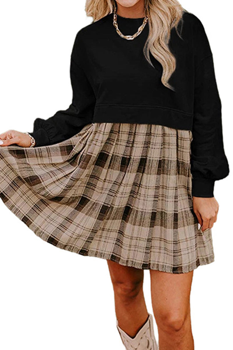 Plaid Contrast Mini Dress