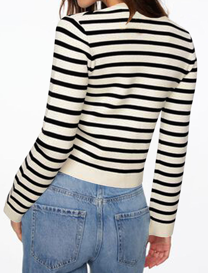 Striped Buttoned  Cardigan