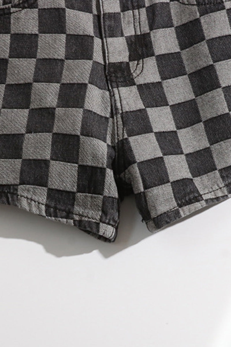 Checkered High-Waist Shorts