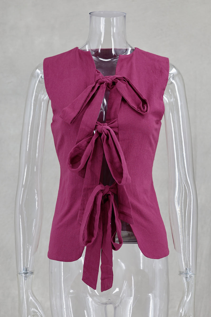 Tie-Front Sleeveless Blouse