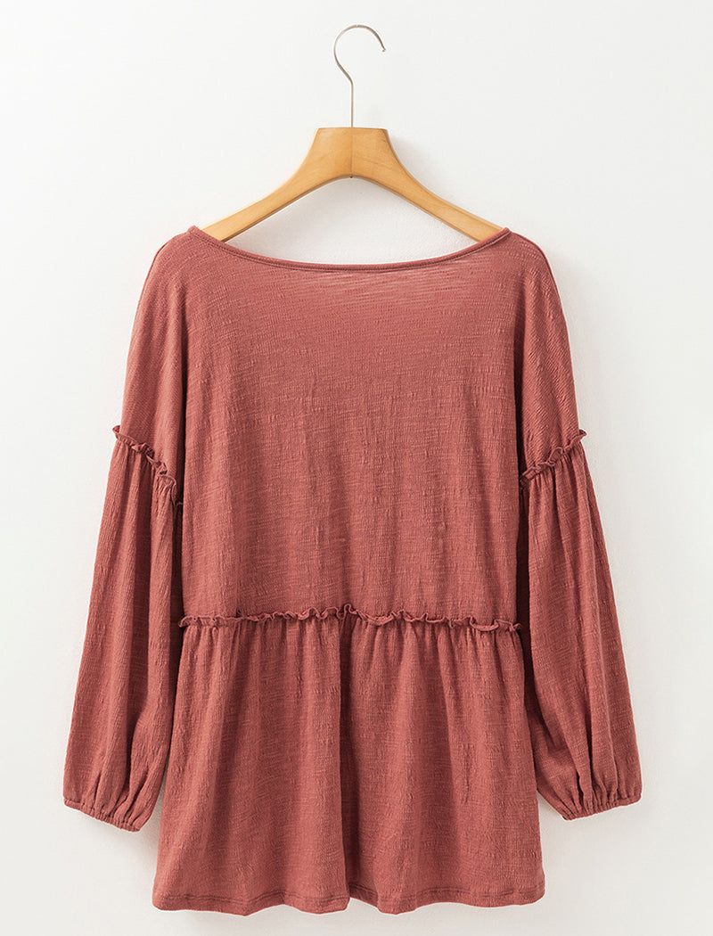 V-Neck Ruffle Blouse