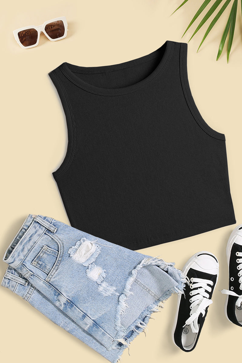 Slim Fit Sleeveless Ribbed Tank Top