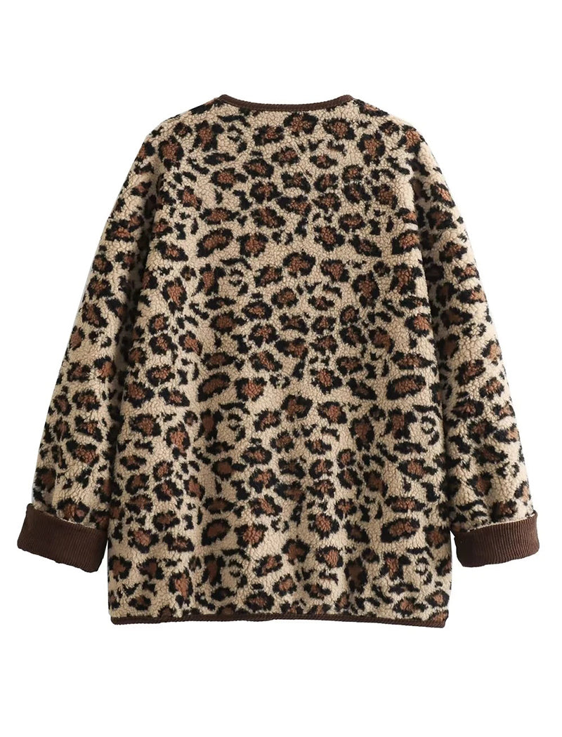 Leopard Print Long Sleeve Jacket