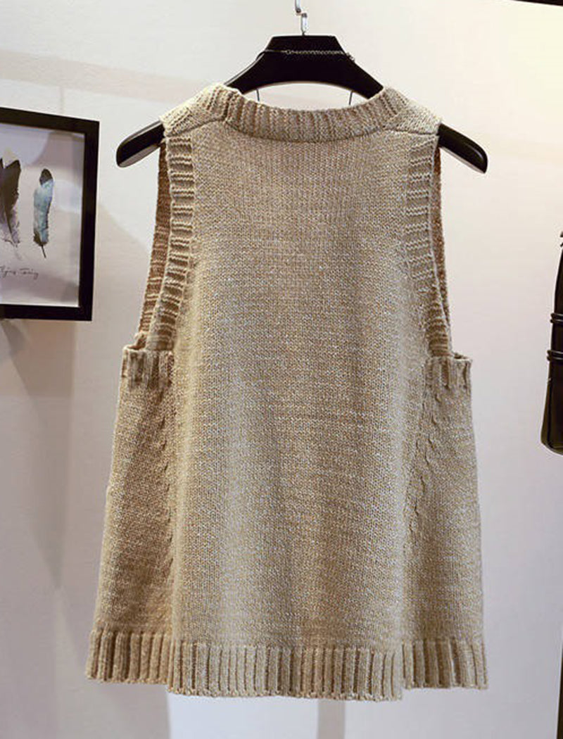 A-Line V-Neck Sleeveless Knit Vest