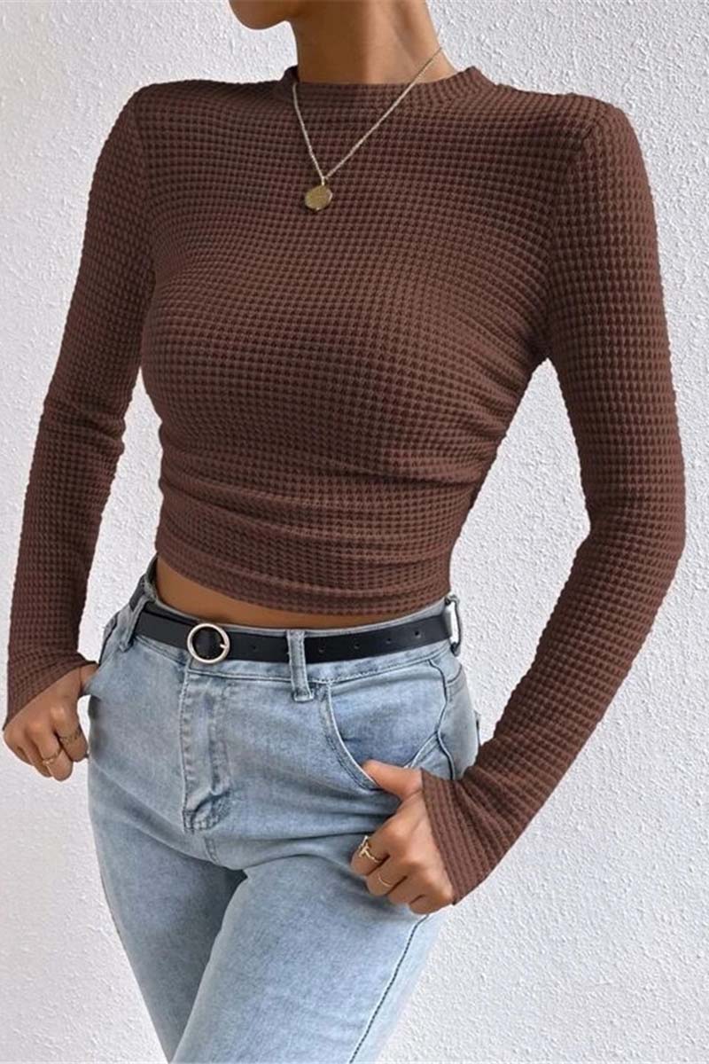 Ruched Knit Long Sleeve Top