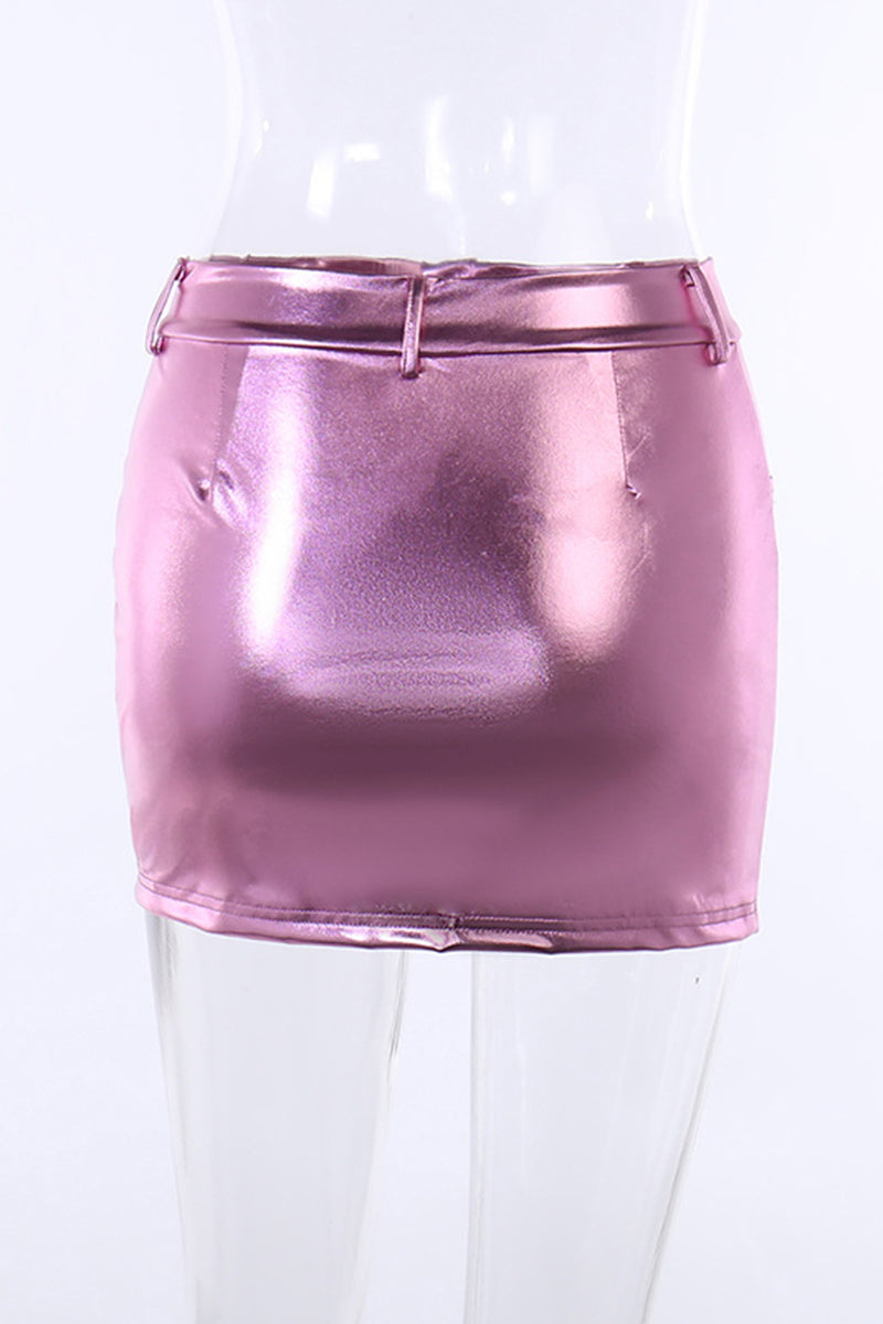 High-Waist Metallic Mini Skirt